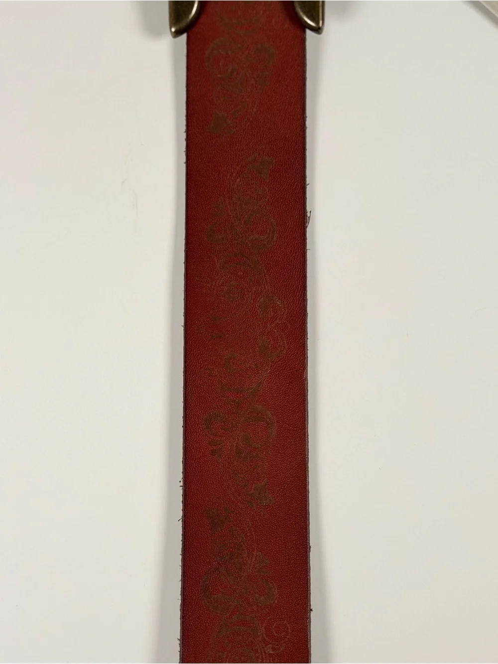 Timberland Womens Casual Leather Belt for Jeans XL 35-39 Chestnut Etched NWT